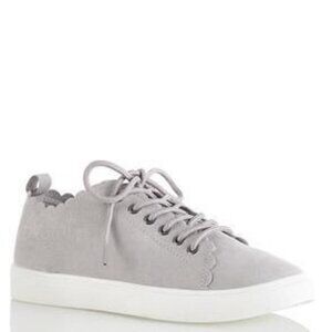 Cato Gray Scalloped Trim Sneakers Ties Size 8 NWT